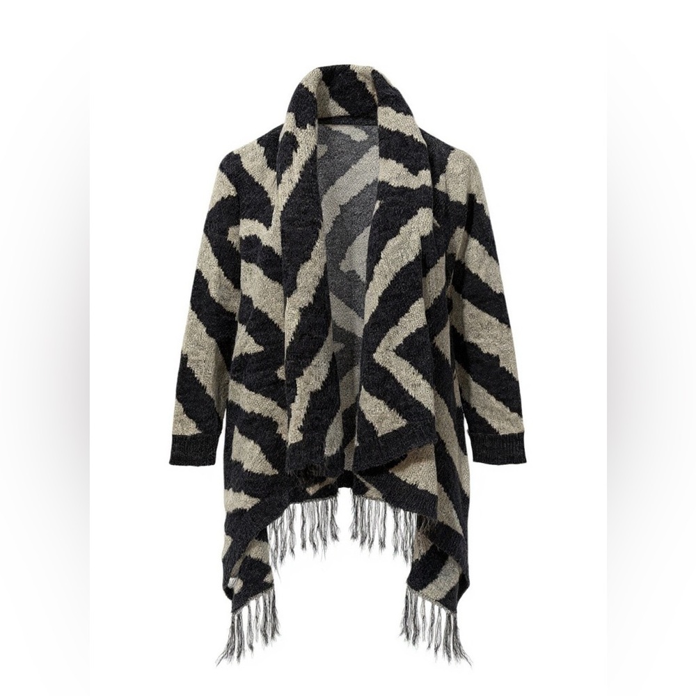 Romeo & Juliet Couture Black and Brown Shrug with Fringe